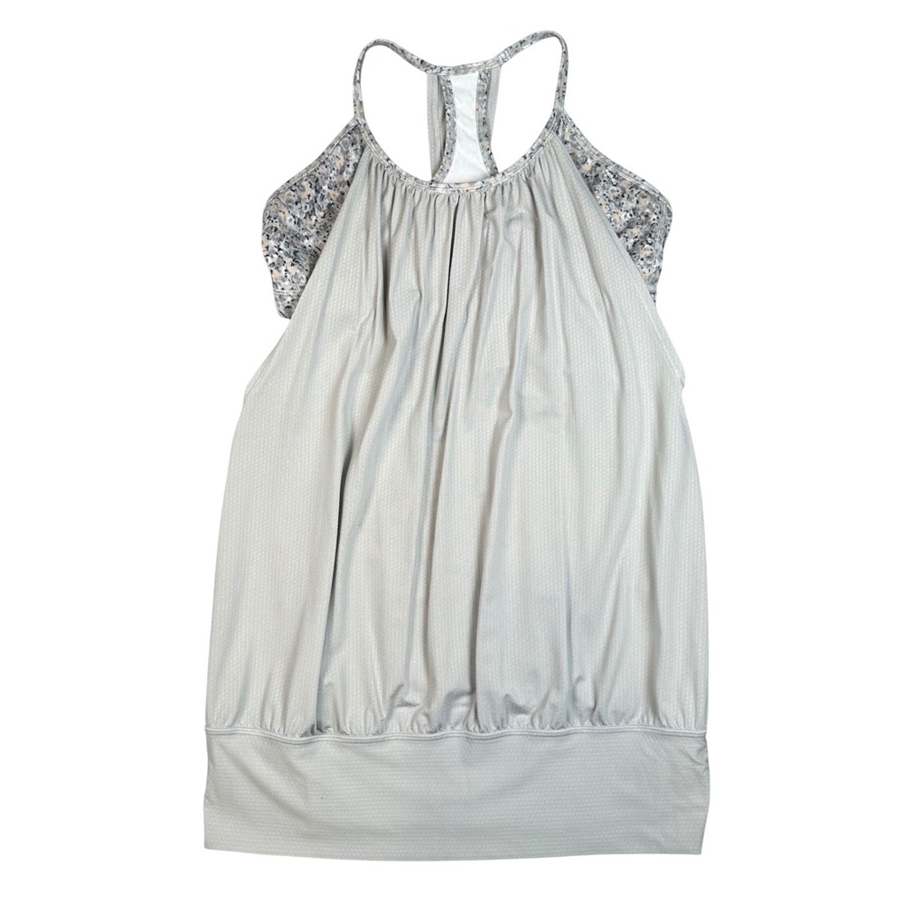 Lululemon No Limits Tank Women's 8 Silver Spoon Petite Fleur Yoga Built Bra Grey